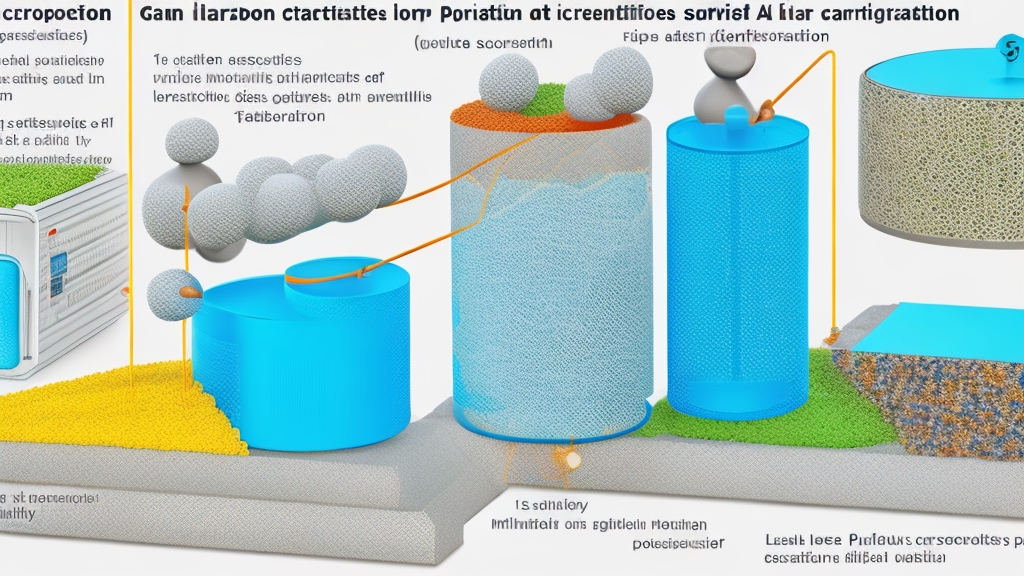 Aktív szén mikroszkópos szerkezete porózus felülettel gázmolekulák adszorpciója tudományos illusztráció molekuláris szinten