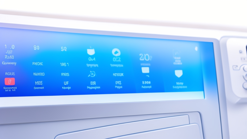 Légtisztító vezérlőpanel közelről különböző sebesség beállításokkal automatikus móddal és levegőminőség jelzőkkel